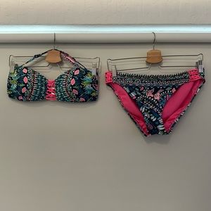 Lilly Pulitzer Lattice Bikini Inky Glow and Flow Swim Suit 6